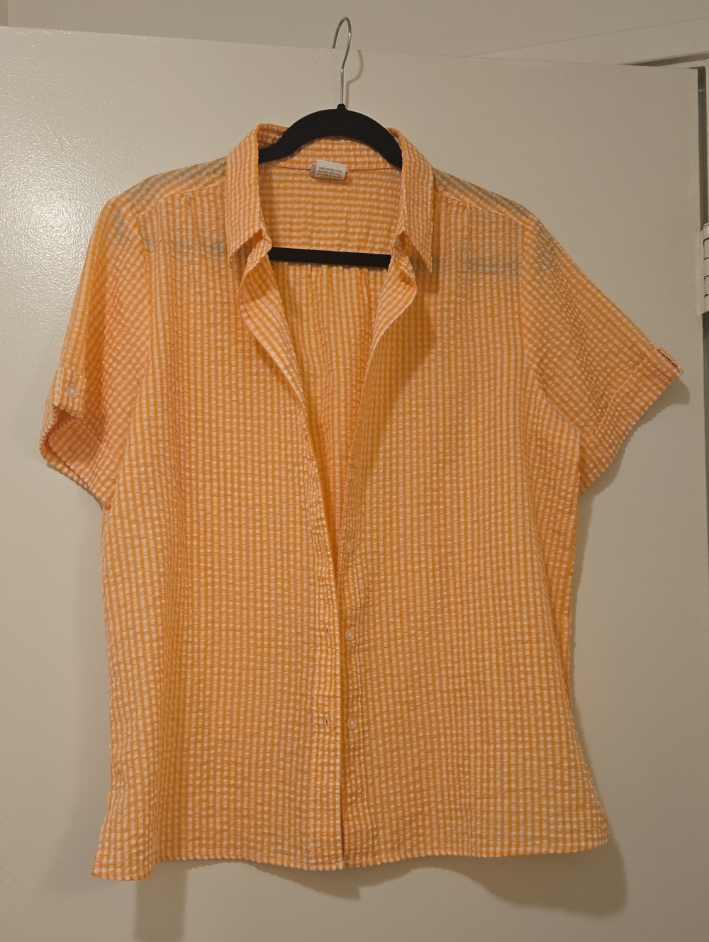 Vintage American Sweetheart Sz. L Women's Seersucker Gingham Shirt